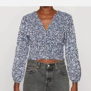 Abercrombie and Fitch floral smocked crop top floral Blue Top